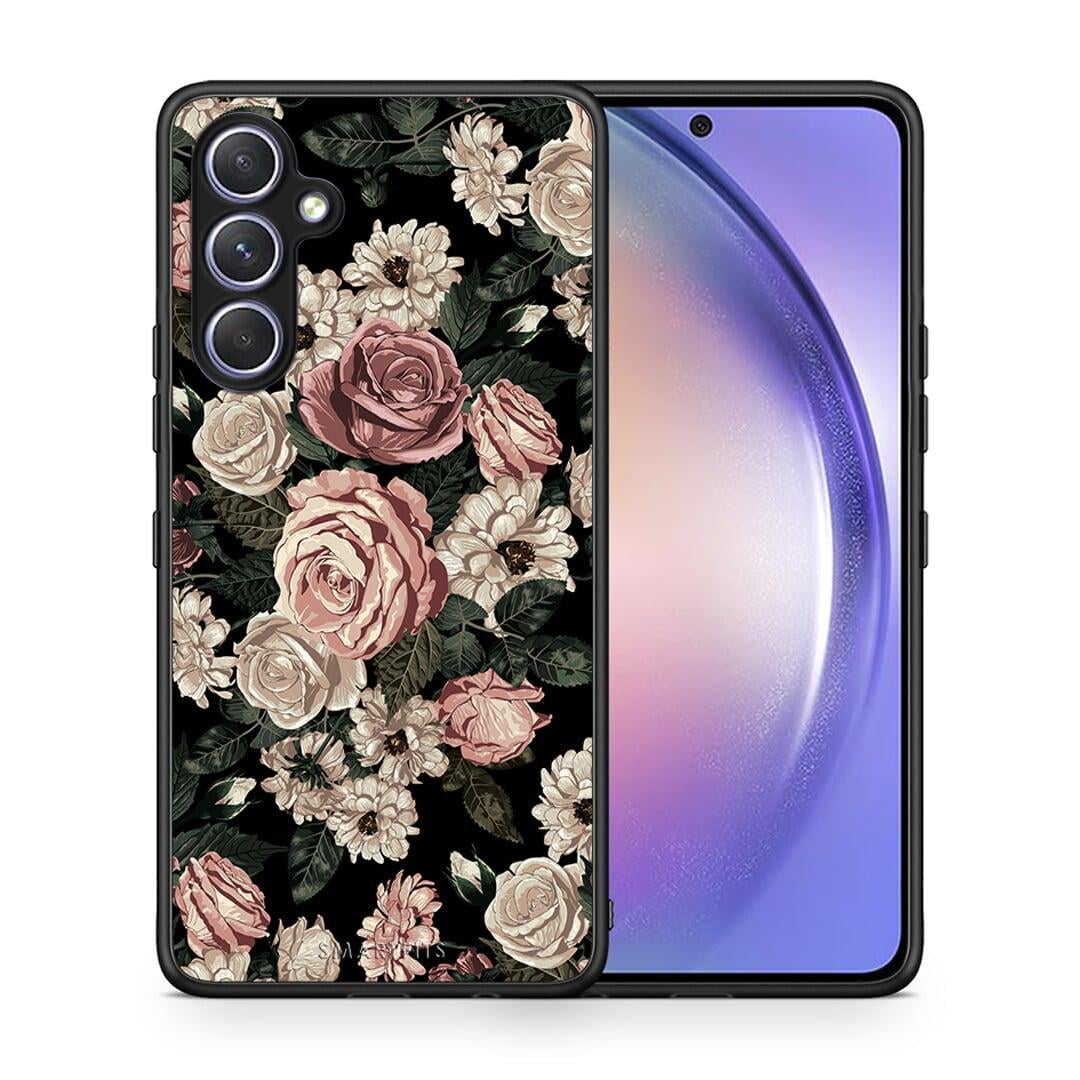 Θήκη Samsung Galaxy A54 Flower Wild Roses από τη Smartfits με σχέδιο στο πίσω μέρος και μαύρο περίβλημα | Samsung Galaxy A54 Flower Wild Roses Case with Colorful Back and Black Bezels