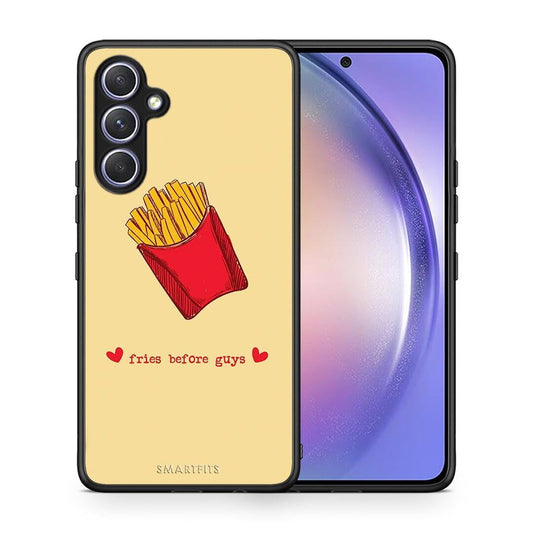 Θήκη Samsung Galaxy A54 Fries Before Guys από τη Smartfits με σχέδιο στο πίσω μέρος και μαύρο περίβλημα | Samsung Galaxy A54 Fries Before Guys Case with Colorful Back and Black Bezels