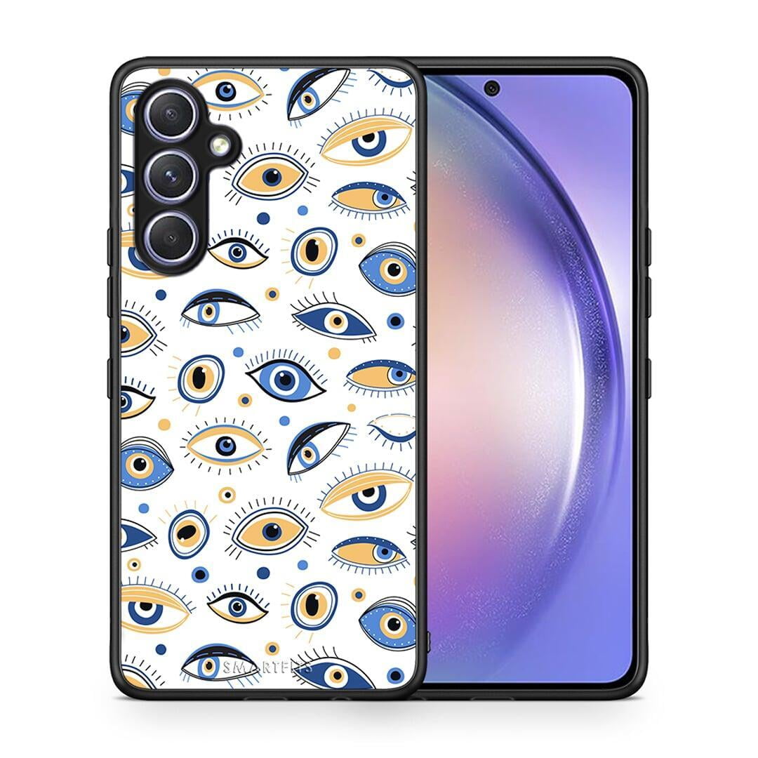 Θήκη Samsung Galaxy A54 Ftou Ftou από τη Smartfits με σχέδιο στο πίσω μέρος και μαύρο περίβλημα | Samsung Galaxy A54 Ftou Ftou Case with Colorful Back and Black Bezels