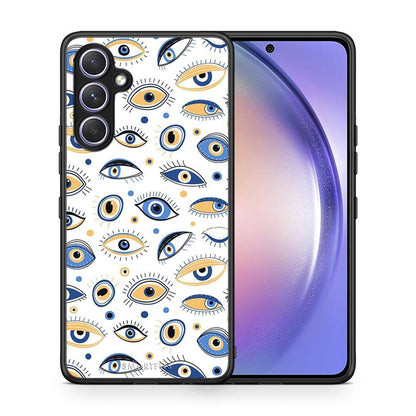 Θήκη Samsung Galaxy A54 Ftou Ftou από τη Smartfits με σχέδιο στο πίσω μέρος και μαύρο περίβλημα | Samsung Galaxy A54 Ftou Ftou Case with Colorful Back and Black Bezels