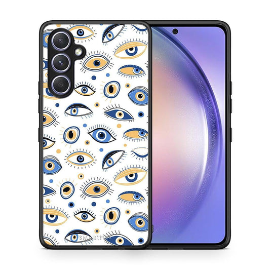 Θήκη Samsung Galaxy A54 Ftou Ftou από τη Smartfits με σχέδιο στο πίσω μέρος και μαύρο περίβλημα | Samsung Galaxy A54 Ftou Ftou Case with Colorful Back and Black Bezels