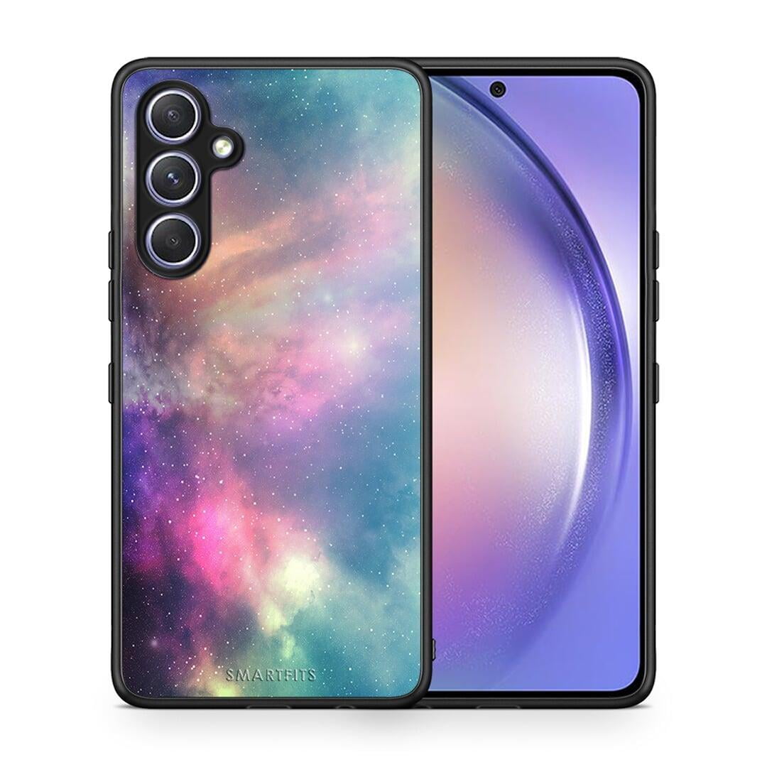 Θήκη Samsung Galaxy A54 Galactic Rainbow από τη Smartfits με σχέδιο στο πίσω μέρος και μαύρο περίβλημα | Samsung Galaxy A54 Galactic Rainbow Case with Colorful Back and Black Bezels