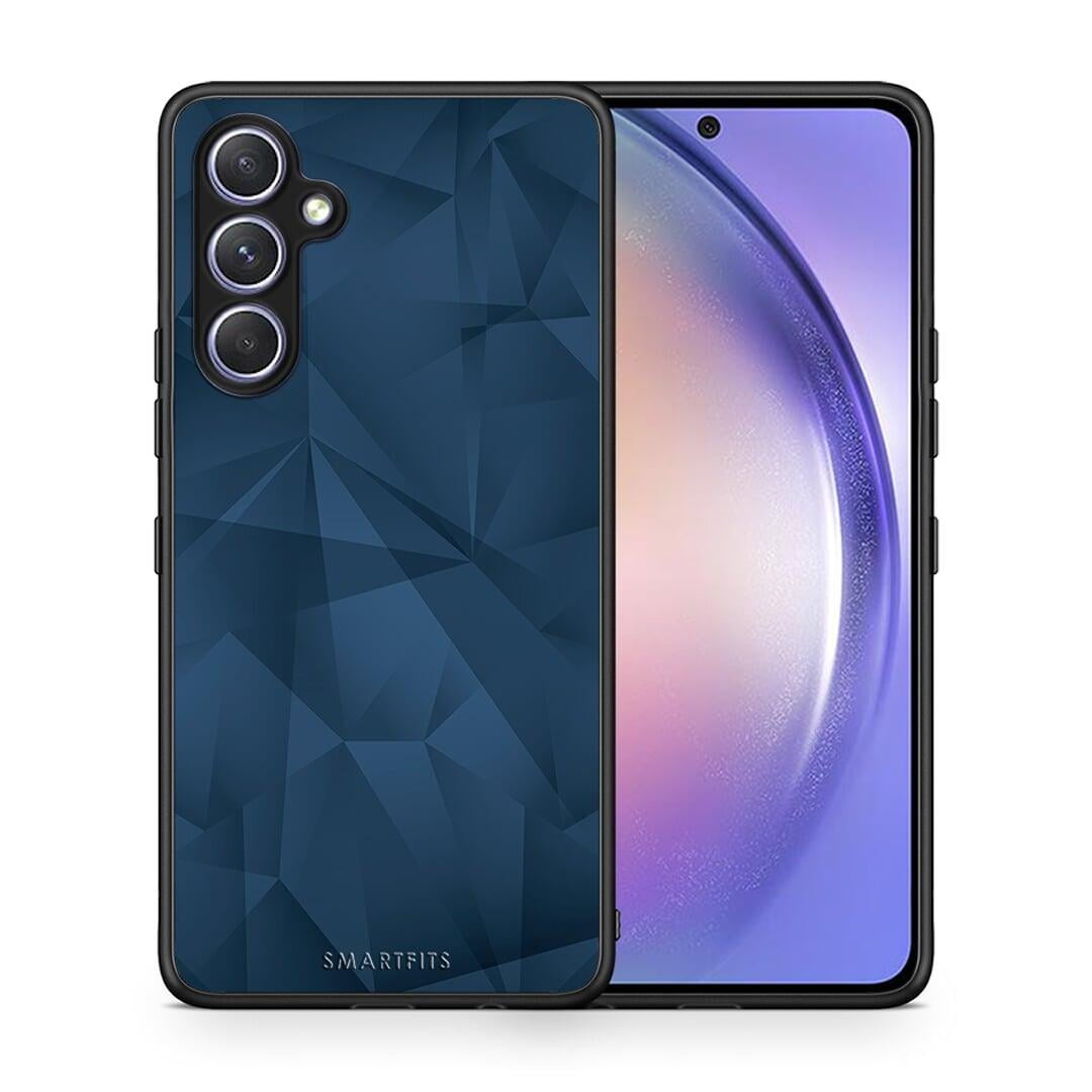 Θήκη Samsung Galaxy A54 Geometric Blue Abstract από τη Smartfits με σχέδιο στο πίσω μέρος και μαύρο περίβλημα | Samsung Galaxy A54 Geometric Blue Abstract Case with Colorful Back and Black Bezels