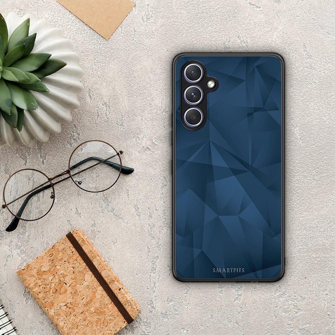 Θήκη Samsung Galaxy A54 Geometric Blue Abstract από τη Smartfits με σχέδιο στο πίσω μέρος και μαύρο περίβλημα | Samsung Galaxy A54 Geometric Blue Abstract Case with Colorful Back and Black Bezels