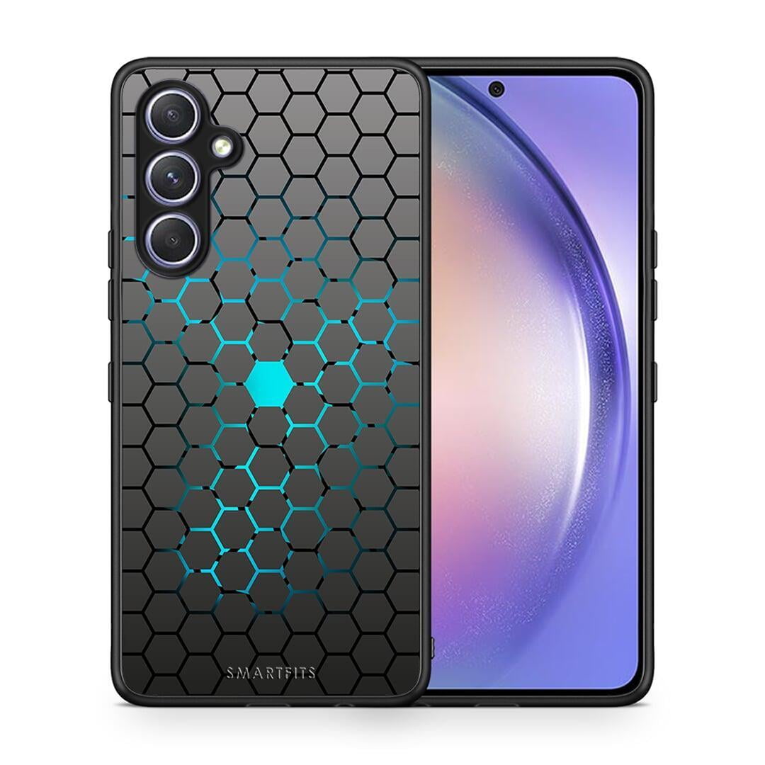 Θήκη Samsung Galaxy A54 Geometric Hexagonal από τη Smartfits με σχέδιο στο πίσω μέρος και μαύρο περίβλημα | Samsung Galaxy A54 Geometric Hexagonal Case with Colorful Back and Black Bezels