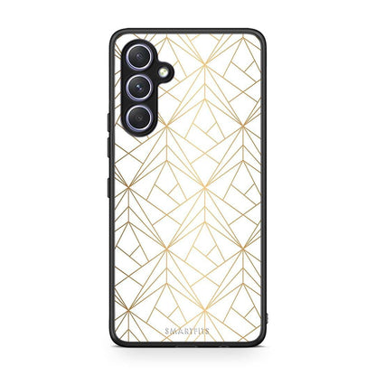Θήκη Samsung Galaxy A54 Geometric Luxury White από τη Smartfits με σχέδιο στο πίσω μέρος και μαύρο περίβλημα | Samsung Galaxy A54 Geometric Luxury White Case with Colorful Back and Black Bezels