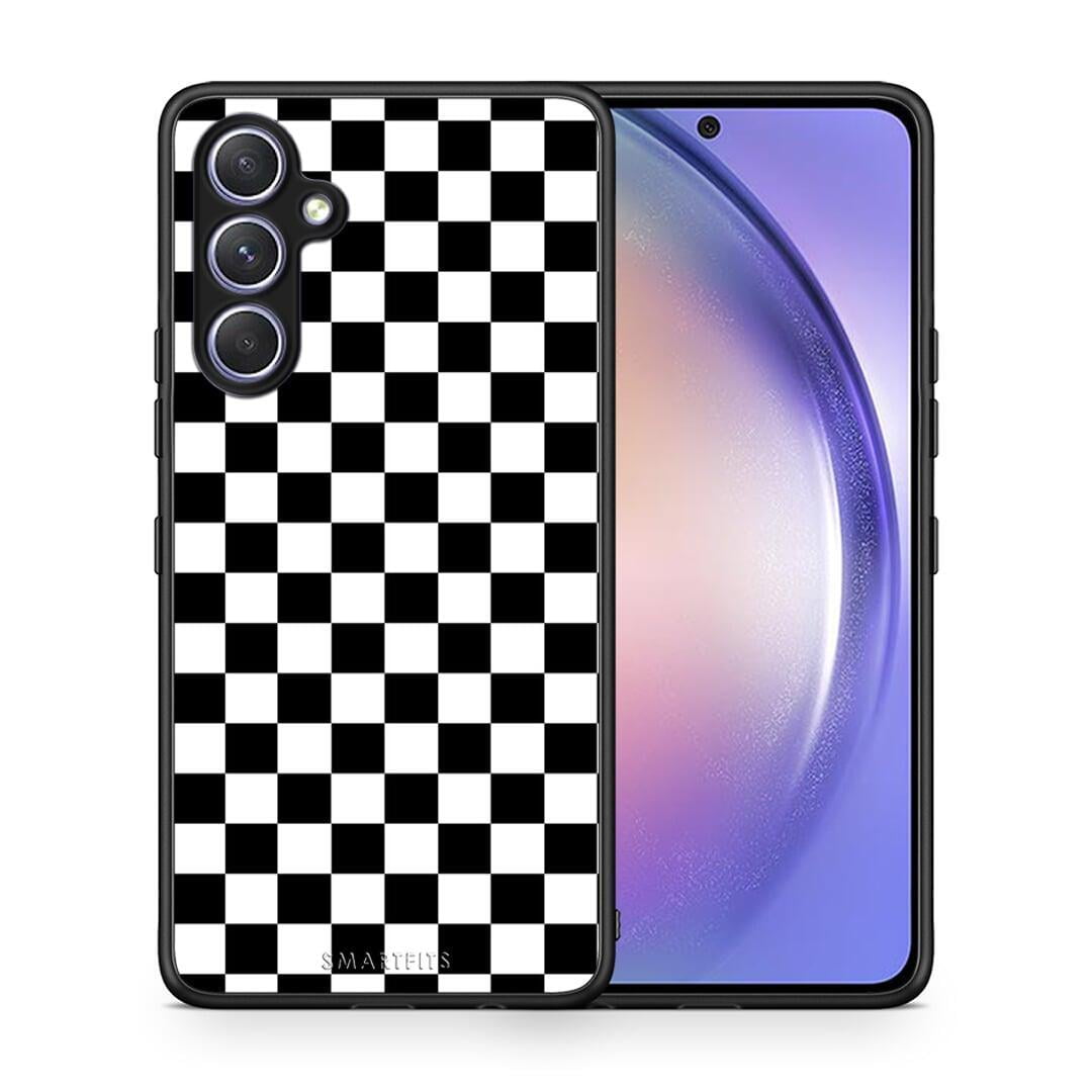 Θήκη Samsung Galaxy A54 Geometric Squares από τη Smartfits με σχέδιο στο πίσω μέρος και μαύρο περίβλημα | Samsung Galaxy A54 Geometric Squares Case with Colorful Back and Black Bezels