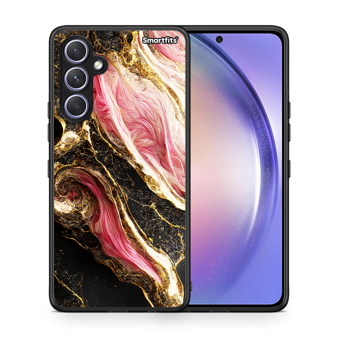 Θήκη Samsung Galaxy A54 Glamorous Pink Marble από τη Smartfits με σχέδιο στο πίσω μέρος και μαύρο περίβλημα | Samsung Galaxy A54 Glamorous Pink Marble Case with Colorful Back and Black Bezels