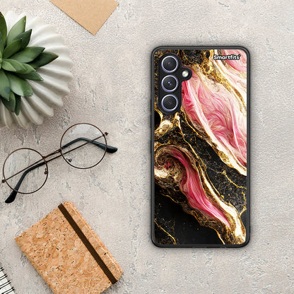 Θήκη Samsung Galaxy A54 Glamorous Pink Marble από τη Smartfits με σχέδιο στο πίσω μέρος και μαύρο περίβλημα | Samsung Galaxy A54 Glamorous Pink Marble Case with Colorful Back and Black Bezels