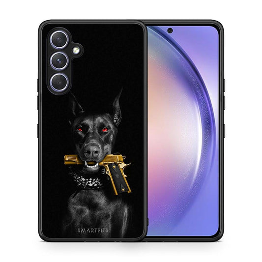 Θήκη Samsung Galaxy A54 Golden Gun από τη Smartfits με σχέδιο στο πίσω μέρος και μαύρο περίβλημα | Samsung Galaxy A54 Golden Gun Case with Colorful Back and Black Bezels