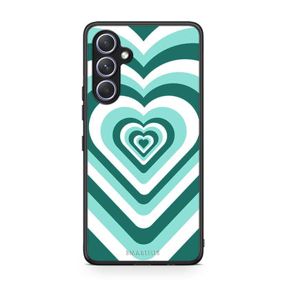 Θήκη Samsung Galaxy A54 Green Hearts από τη Smartfits με σχέδιο στο πίσω μέρος και μαύρο περίβλημα | Samsung Galaxy A54 Green Hearts Case with Colorful Back and Black Bezels