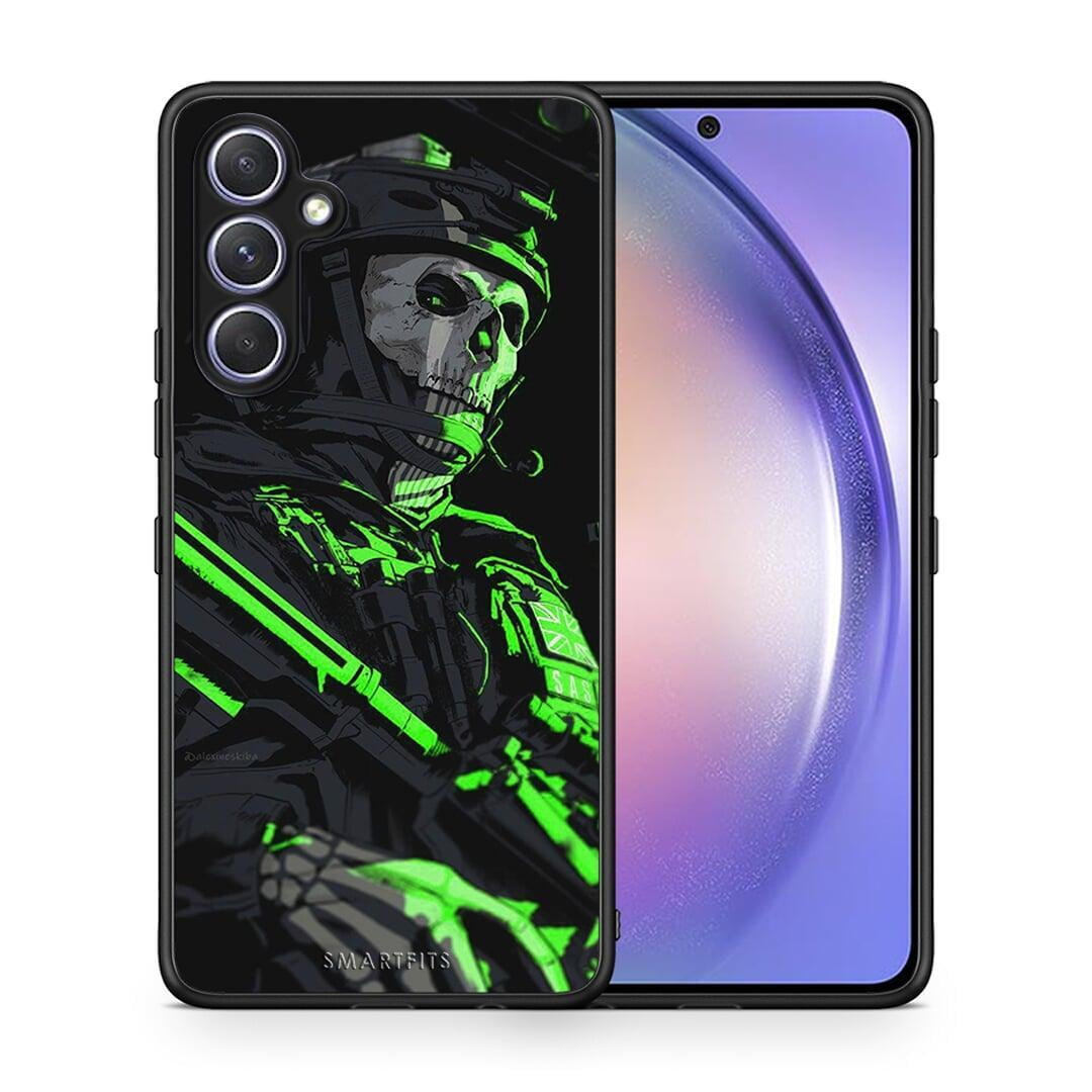 Θήκη Samsung Galaxy A54 Green Soldier από τη Smartfits με σχέδιο στο πίσω μέρος και μαύρο περίβλημα | Samsung Galaxy A54 Green Soldier Case with Colorful Back and Black Bezels