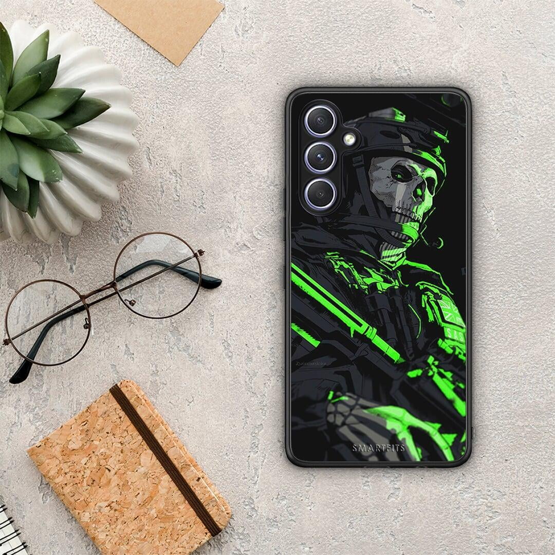 Θήκη Samsung Galaxy A54 Green Soldier από τη Smartfits με σχέδιο στο πίσω μέρος και μαύρο περίβλημα | Samsung Galaxy A54 Green Soldier Case with Colorful Back and Black Bezels