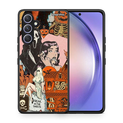 Θήκη Samsung Galaxy A54 Halloween Collage από τη Smartfits με σχέδιο στο πίσω μέρος και μαύρο περίβλημα | Samsung Galaxy A54 Halloween Collage Case with Colorful Back and Black Bezels