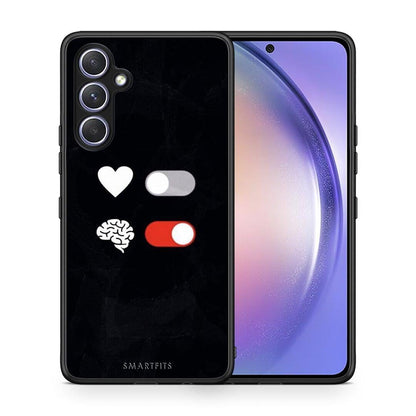 Θήκη Samsung Galaxy A54 Heart Vs Brain από τη Smartfits με σχέδιο στο πίσω μέρος και μαύρο περίβλημα | Samsung Galaxy A54 Heart Vs Brain Case with Colorful Back and Black Bezels