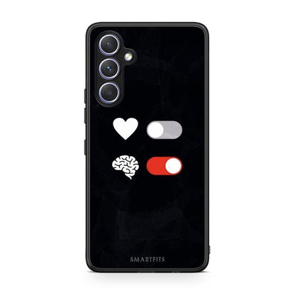Θήκη Samsung Galaxy A54 Heart Vs Brain από τη Smartfits με σχέδιο στο πίσω μέρος και μαύρο περίβλημα | Samsung Galaxy A54 Heart Vs Brain Case with Colorful Back and Black Bezels
