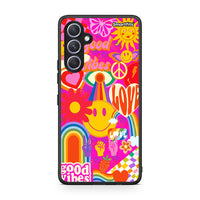 Thumbnail for Θήκη Samsung Galaxy A54 Hippie Love από τη Smartfits με σχέδιο στο πίσω μέρος και μαύρο περίβλημα | Samsung Galaxy A54 Hippie Love Case with Colorful Back and Black Bezels