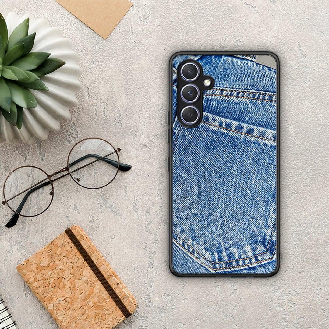 Θήκη Samsung Galaxy A54 Jeans Pocket από τη Smartfits με σχέδιο στο πίσω μέρος και μαύρο περίβλημα | Samsung Galaxy A54 Jeans Pocket Case with Colorful Back and Black Bezels