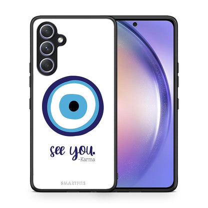 Θήκη Samsung Galaxy A54 Karma Says από τη Smartfits με σχέδιο στο πίσω μέρος και μαύρο περίβλημα | Samsung Galaxy A54 Karma Says Case with Colorful Back and Black Bezels
