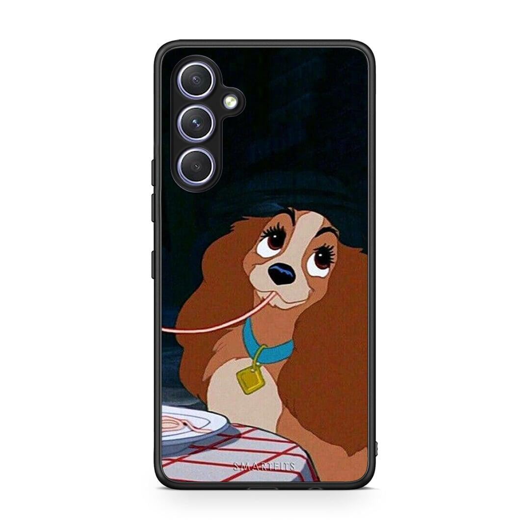 Θήκη Samsung Galaxy A54 Lady And Tramp 2 από τη Smartfits με σχέδιο στο πίσω μέρος και μαύρο περίβλημα | Samsung Galaxy A54 Lady And Tramp 2 Case with Colorful Back and Black Bezels