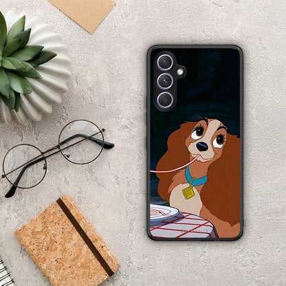 Θήκη Samsung Galaxy A54 Lady And Tramp 2 από τη Smartfits με σχέδιο στο πίσω μέρος και μαύρο περίβλημα | Samsung Galaxy A54 Lady And Tramp 2 Case with Colorful Back and Black Bezels