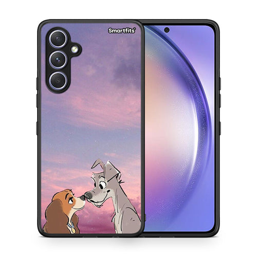 Θήκη Samsung Galaxy A54 Lady And Tramp από τη Smartfits με σχέδιο στο πίσω μέρος και μαύρο περίβλημα | Samsung Galaxy A54 Lady And Tramp Case with Colorful Back and Black Bezels