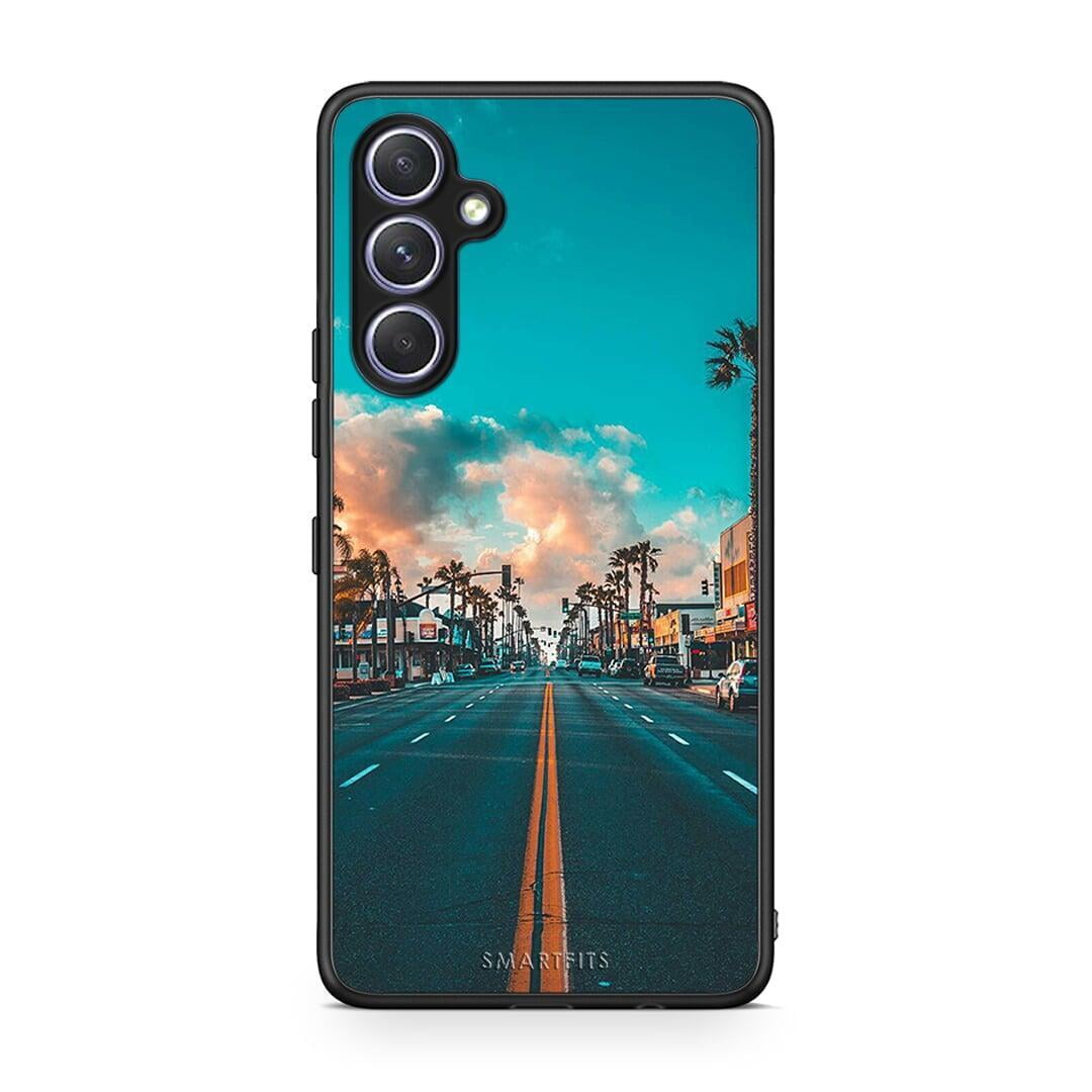 Θήκη Samsung Galaxy A54 Landscape City από τη Smartfits με σχέδιο στο πίσω μέρος και μαύρο περίβλημα | Samsung Galaxy A54 Landscape City Case with Colorful Back and Black Bezels