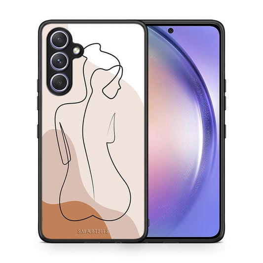 Θήκη Samsung Galaxy A54 LineArt Woman από τη Smartfits με σχέδιο στο πίσω μέρος και μαύρο περίβλημα | Samsung Galaxy A54 LineArt Woman Case with Colorful Back and Black Bezels