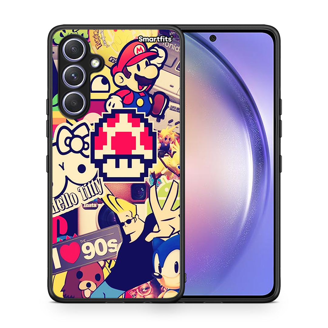 Θήκη Samsung Galaxy A54 Love The 90s από τη Smartfits με σχέδιο στο πίσω μέρος και μαύρο περίβλημα | Samsung Galaxy A54 Love The 90s Case with Colorful Back and Black Bezels