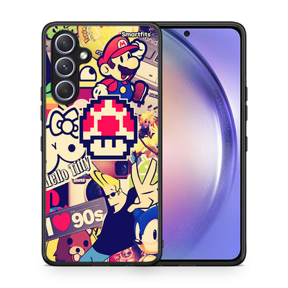 Θήκη Samsung Galaxy A54 Love The 90s από τη Smartfits με σχέδιο στο πίσω μέρος και μαύρο περίβλημα | Samsung Galaxy A54 Love The 90s Case with Colorful Back and Black Bezels