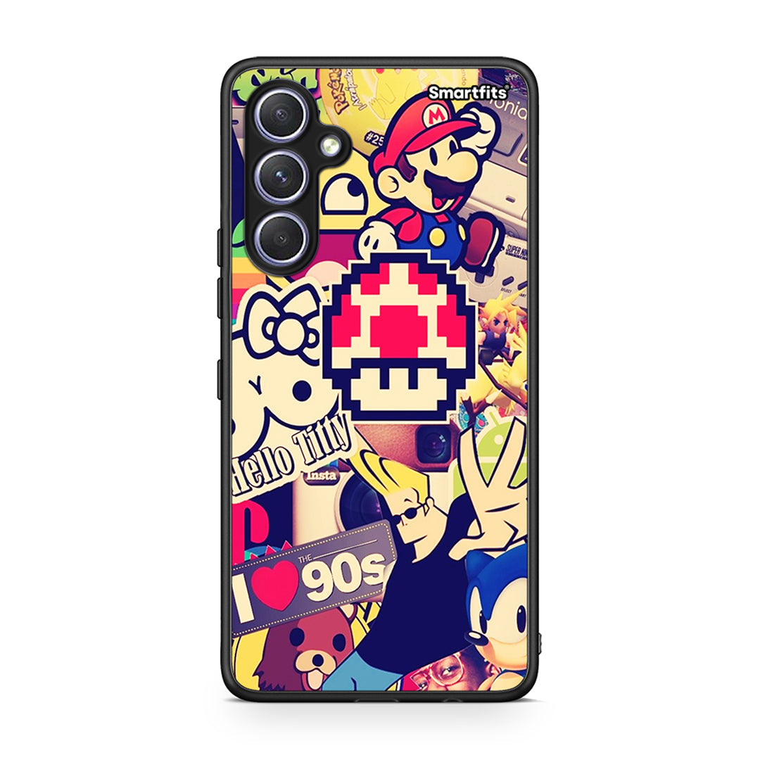Θήκη Samsung Galaxy A54 Love The 90s από τη Smartfits με σχέδιο στο πίσω μέρος και μαύρο περίβλημα | Samsung Galaxy A54 Love The 90s Case with Colorful Back and Black Bezels