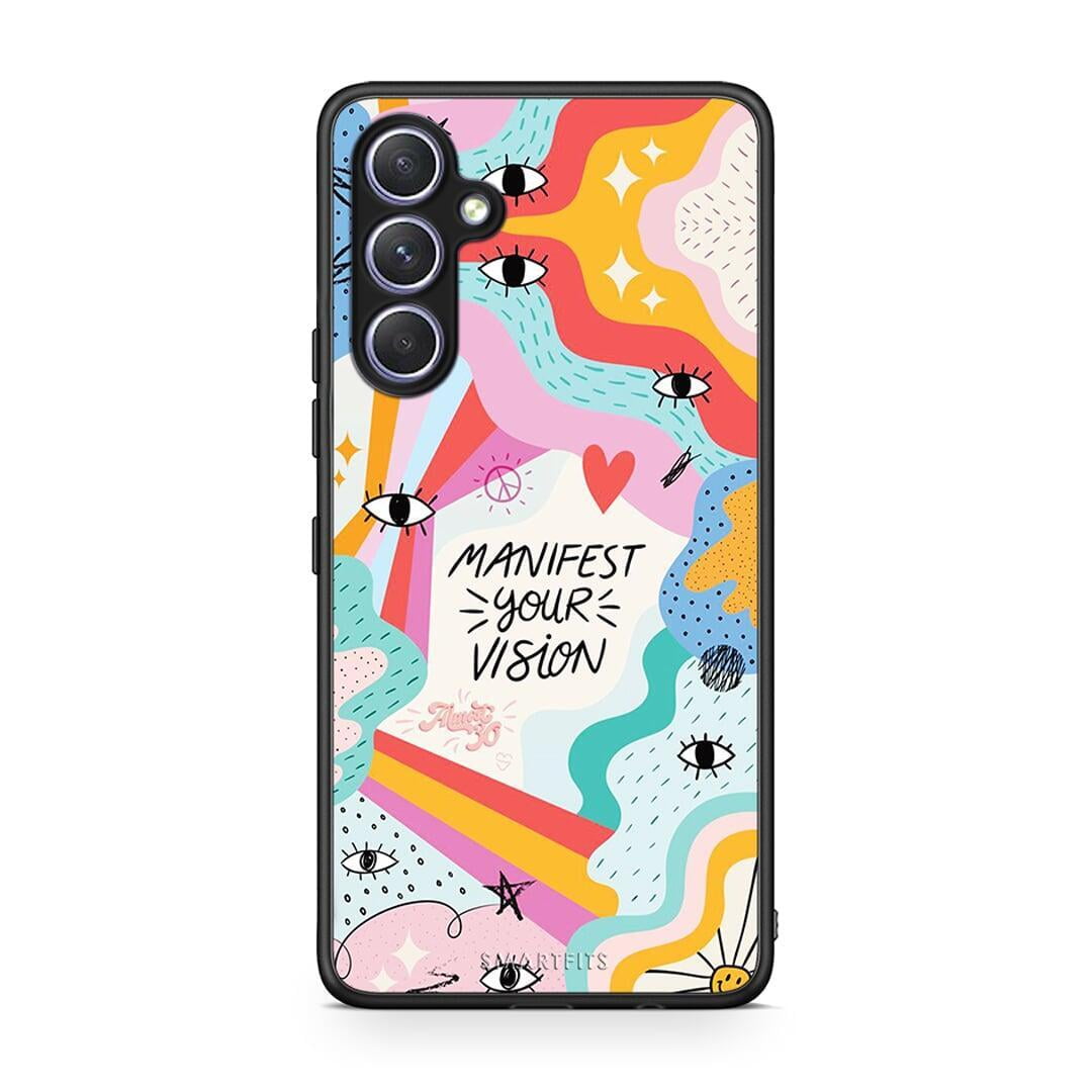 Θήκη Samsung Galaxy A54 Manifest Your Vision από τη Smartfits με σχέδιο στο πίσω μέρος και μαύρο περίβλημα | Samsung Galaxy A54 Manifest Your Vision Case with Colorful Back and Black Bezels