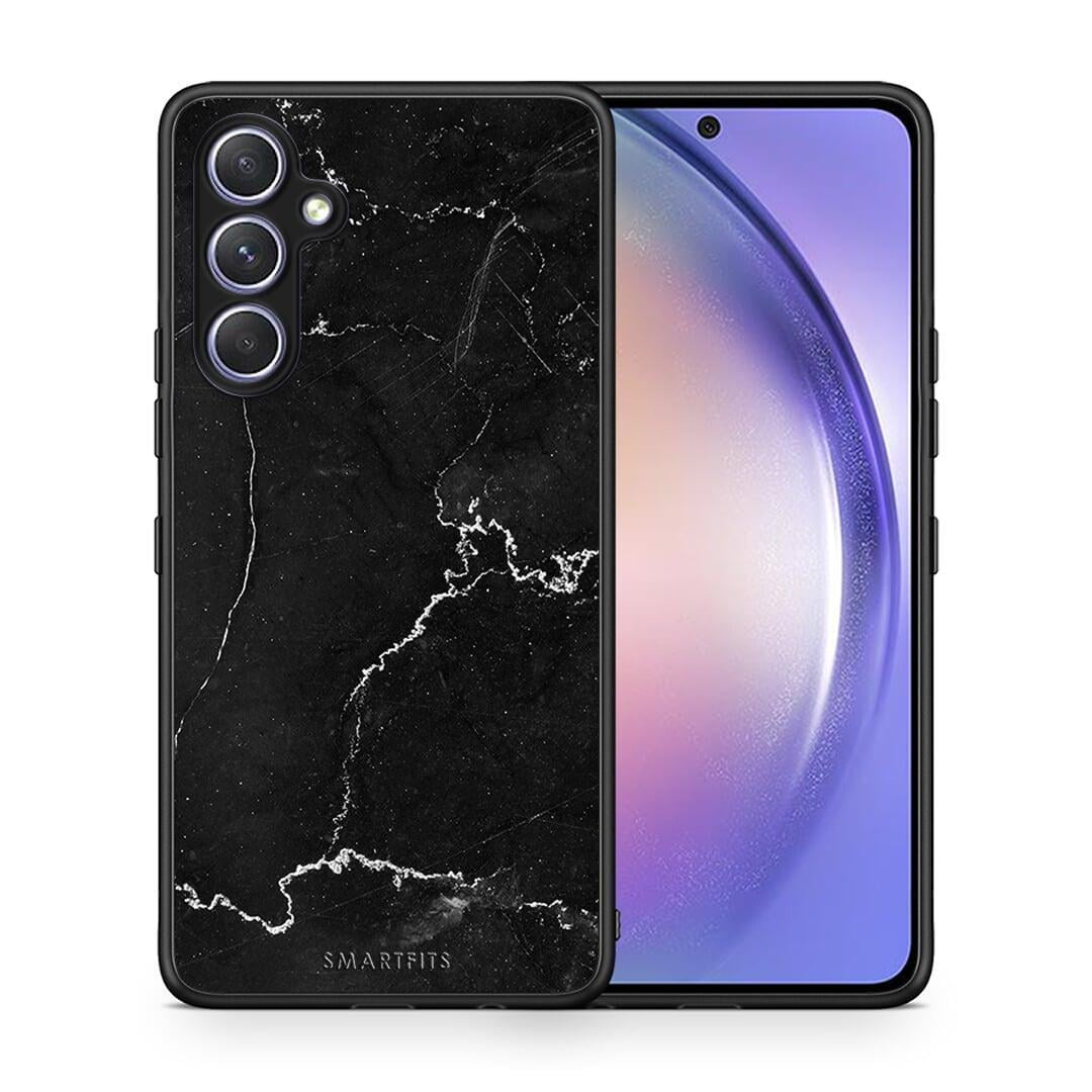 Θήκη Samsung Galaxy A54 Marble Black από τη Smartfits με σχέδιο στο πίσω μέρος και μαύρο περίβλημα | Samsung Galaxy A54 Marble Black Case with Colorful Back and Black Bezels