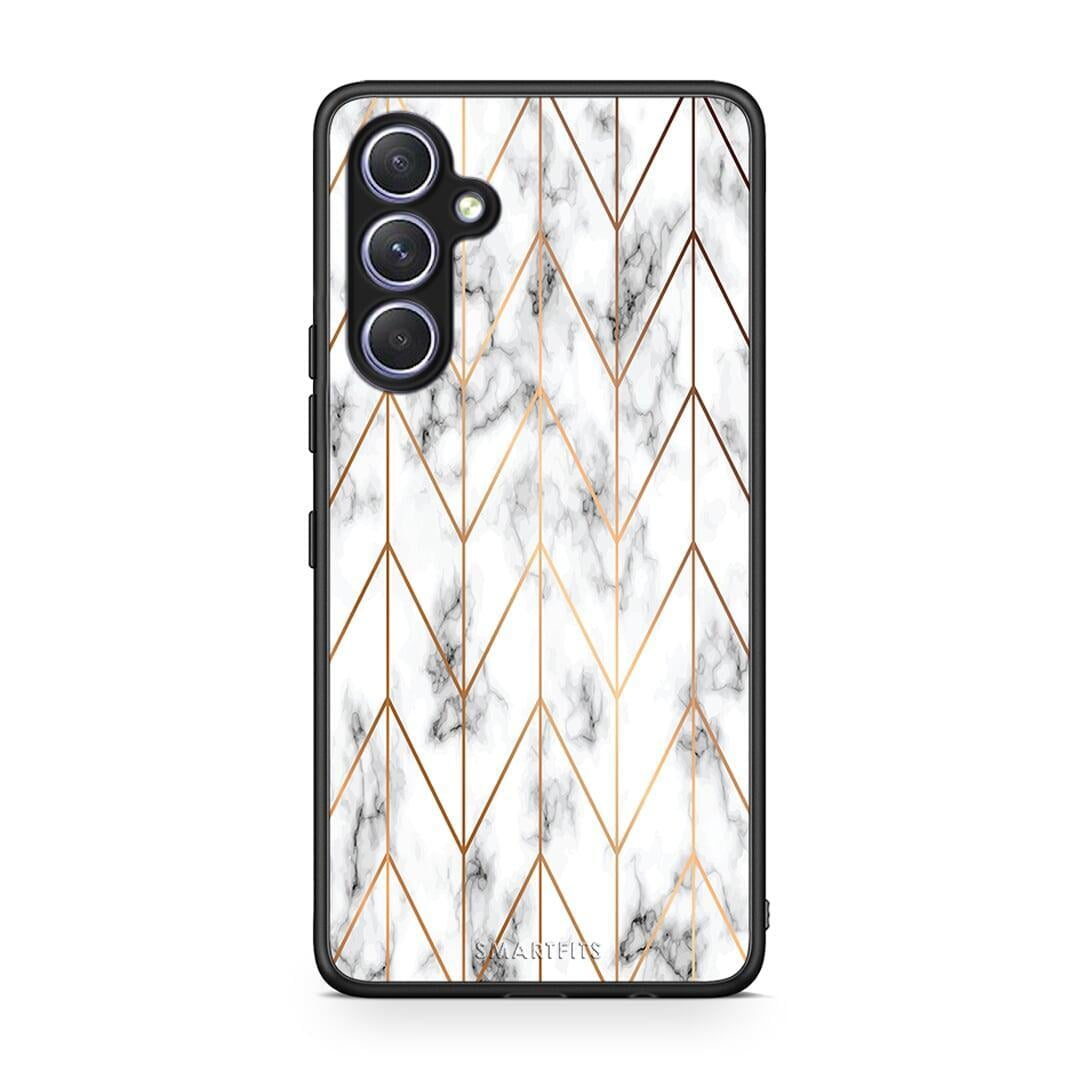 Θήκη Samsung Galaxy A54 Marble Gold Geometric από τη Smartfits με σχέδιο στο πίσω μέρος και μαύρο περίβλημα | Samsung Galaxy A54 Marble Gold Geometric Case with Colorful Back and Black Bezels