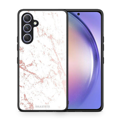 Θήκη Samsung Galaxy A54 Marble Pink Splash από τη Smartfits με σχέδιο στο πίσω μέρος και μαύρο περίβλημα | Samsung Galaxy A54 Marble Pink Splash Case with Colorful Back and Black Bezels