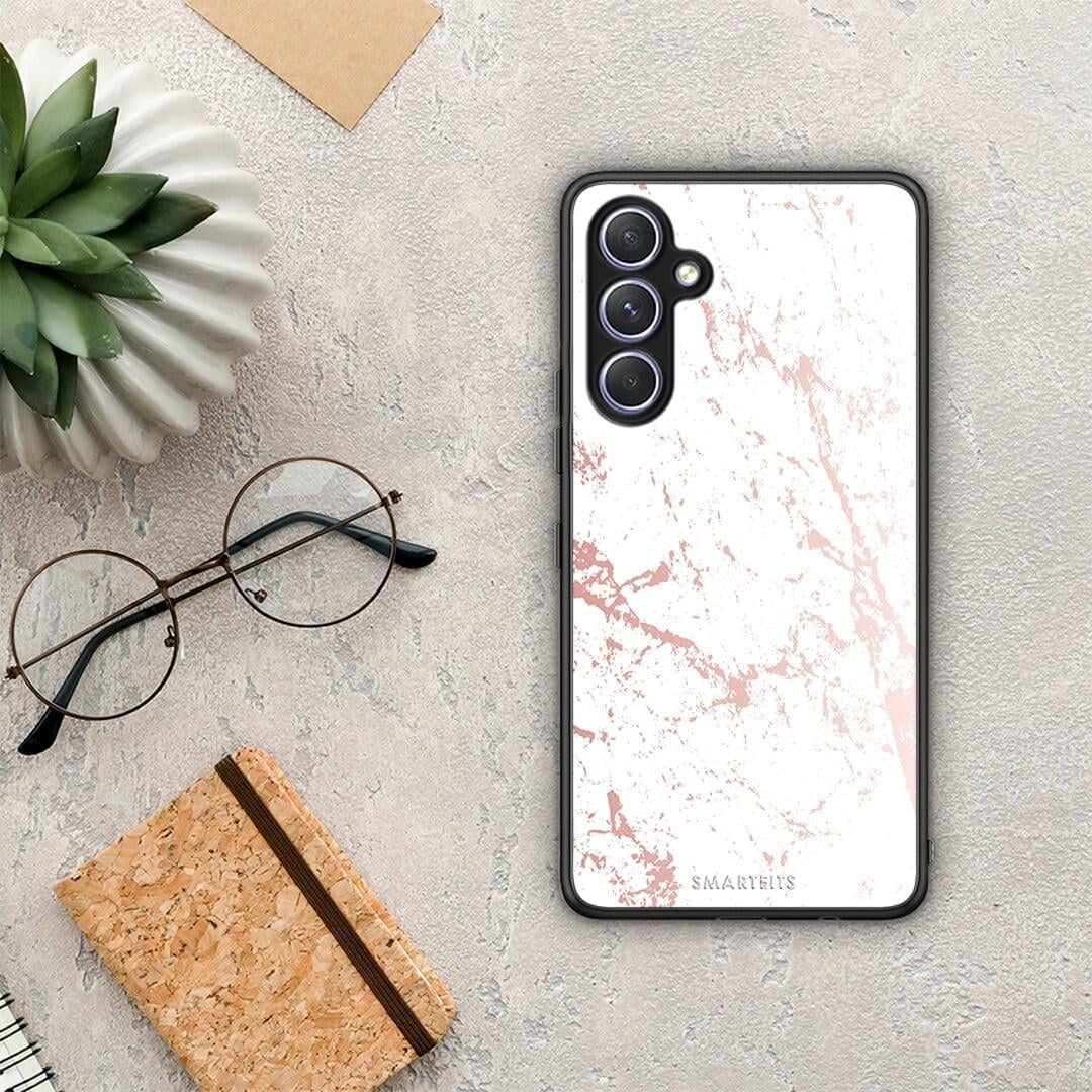Θήκη Samsung Galaxy A54 Marble Pink Splash από τη Smartfits με σχέδιο στο πίσω μέρος και μαύρο περίβλημα | Samsung Galaxy A54 Marble Pink Splash Case with Colorful Back and Black Bezels