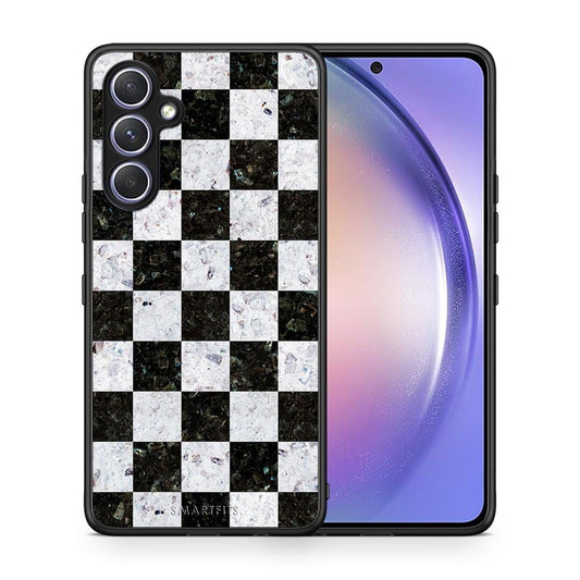 Θήκη Samsung Galaxy A54 Marble Square Geometric από τη Smartfits με σχέδιο στο πίσω μέρος και μαύρο περίβλημα | Samsung Galaxy A54 Marble Square Geometric Case with Colorful Back and Black Bezels