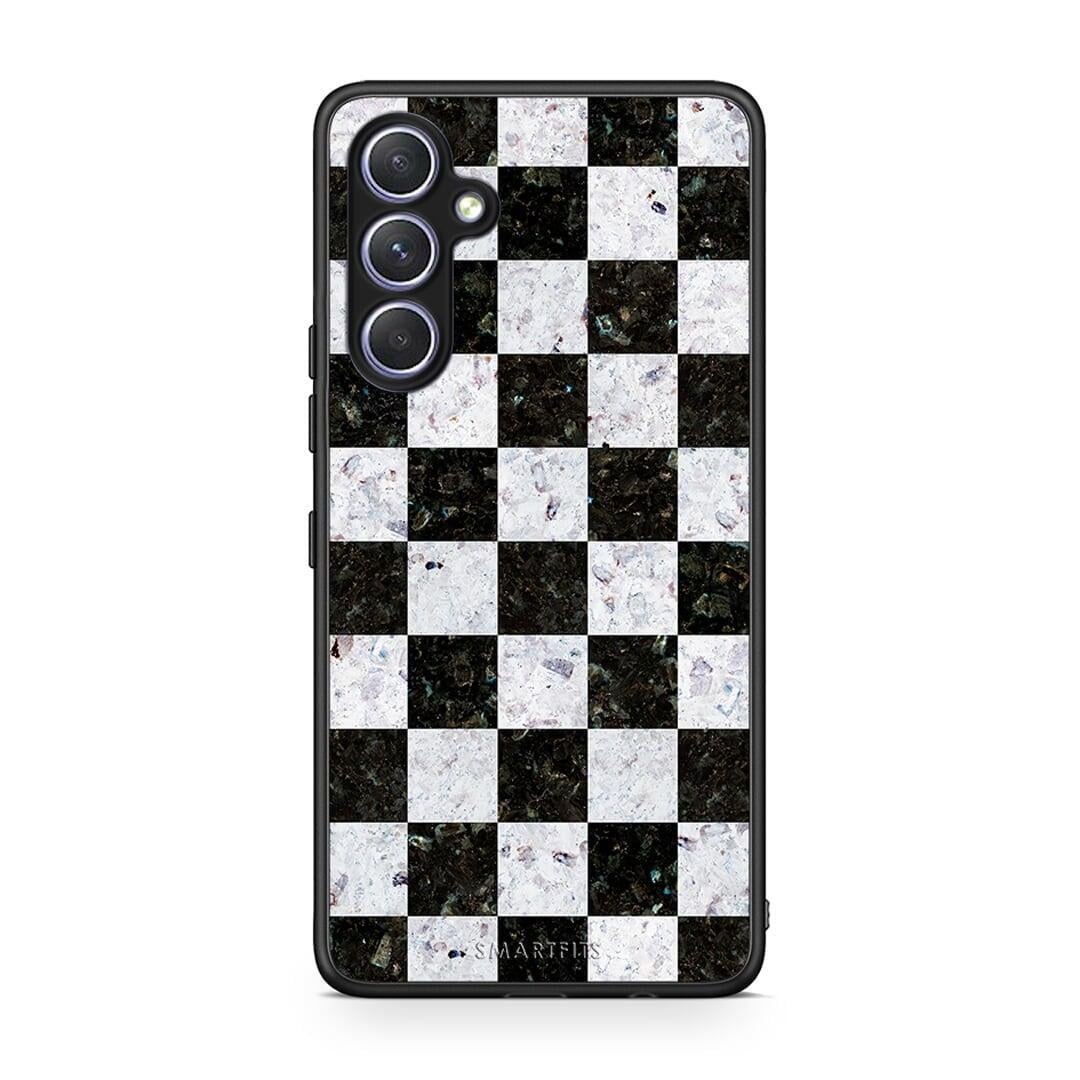 Θήκη Samsung Galaxy A54 Marble Square Geometric από τη Smartfits με σχέδιο στο πίσω μέρος και μαύρο περίβλημα | Samsung Galaxy A54 Marble Square Geometric Case with Colorful Back and Black Bezels