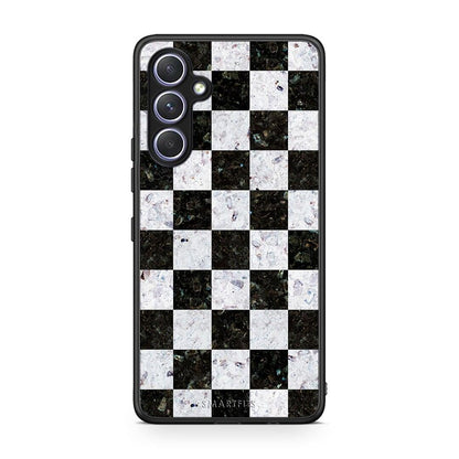 Θήκη Samsung Galaxy A54 Marble Square Geometric από τη Smartfits με σχέδιο στο πίσω μέρος και μαύρο περίβλημα | Samsung Galaxy A54 Marble Square Geometric Case with Colorful Back and Black Bezels