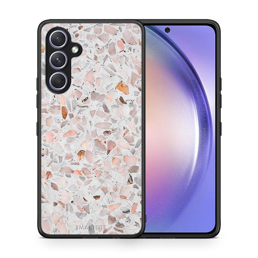 Θήκη Samsung Galaxy A54 Marble Terrazzo από τη Smartfits με σχέδιο στο πίσω μέρος και μαύρο περίβλημα | Samsung Galaxy A54 Marble Terrazzo Case with Colorful Back and Black Bezels