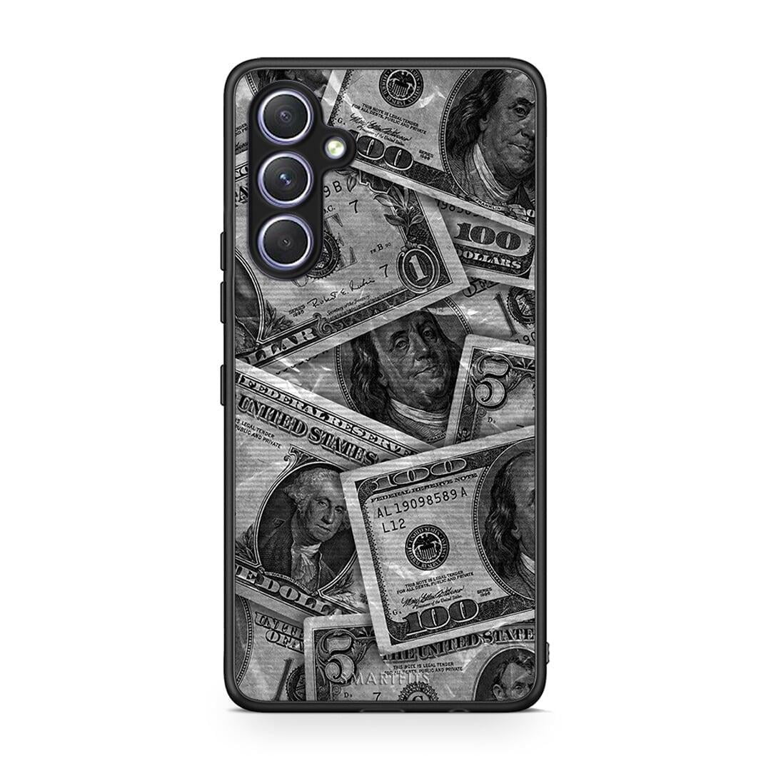 Θήκη Samsung Galaxy A54 Money Dollars από τη Smartfits με σχέδιο στο πίσω μέρος και μαύρο περίβλημα | Samsung Galaxy A54 Money Dollars Case with Colorful Back and Black Bezels