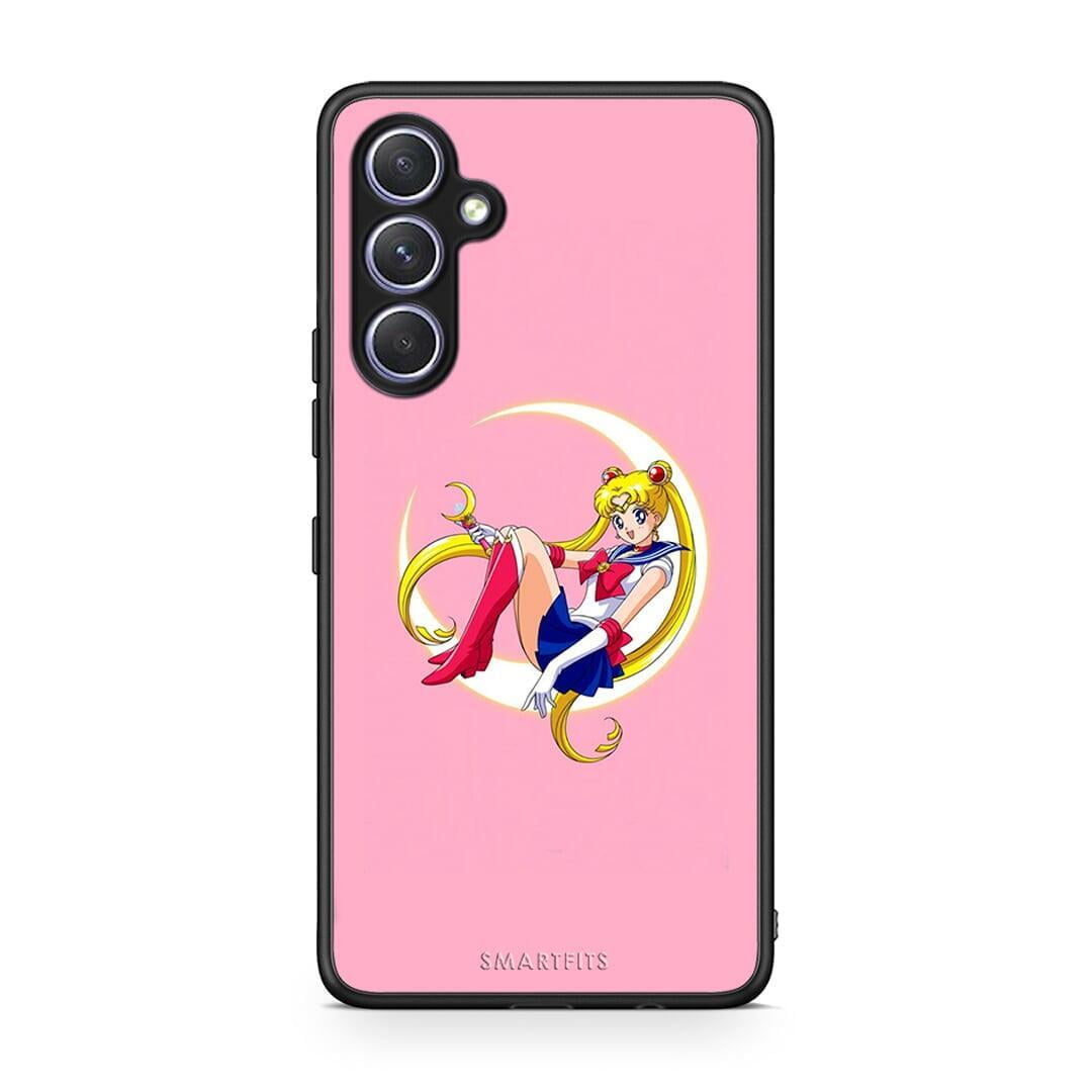Θήκη Samsung Galaxy A54 Moon Girl από τη Smartfits με σχέδιο στο πίσω μέρος και μαύρο περίβλημα | Samsung Galaxy A54 Moon Girl Case with Colorful Back and Black Bezels