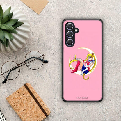 Θήκη Samsung Galaxy A54 Moon Girl από τη Smartfits με σχέδιο στο πίσω μέρος και μαύρο περίβλημα | Samsung Galaxy A54 Moon Girl Case with Colorful Back and Black Bezels