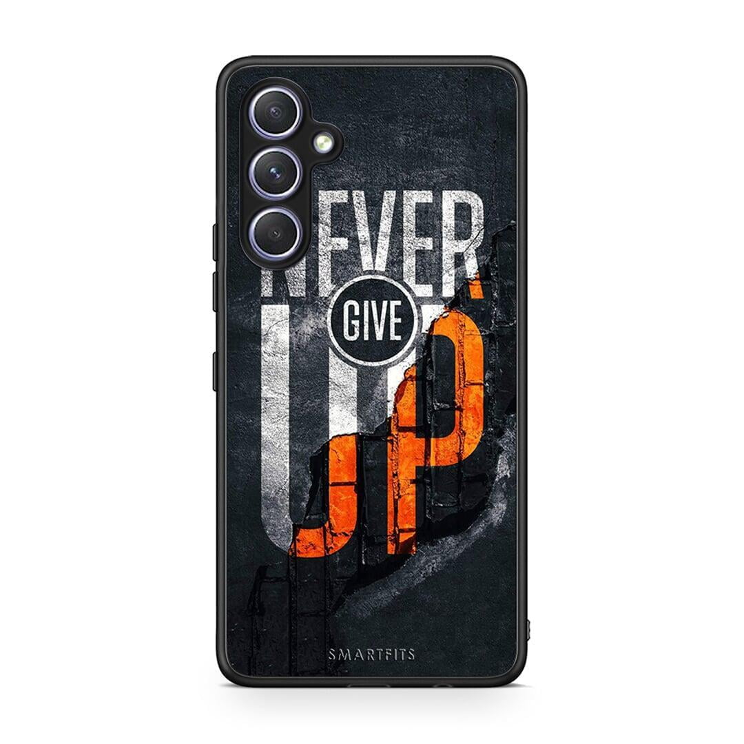 Θήκη Samsung Galaxy A54 Never Give Up από τη Smartfits με σχέδιο στο πίσω μέρος και μαύρο περίβλημα | Samsung Galaxy A54 Never Give Up Case with Colorful Back and Black Bezels
