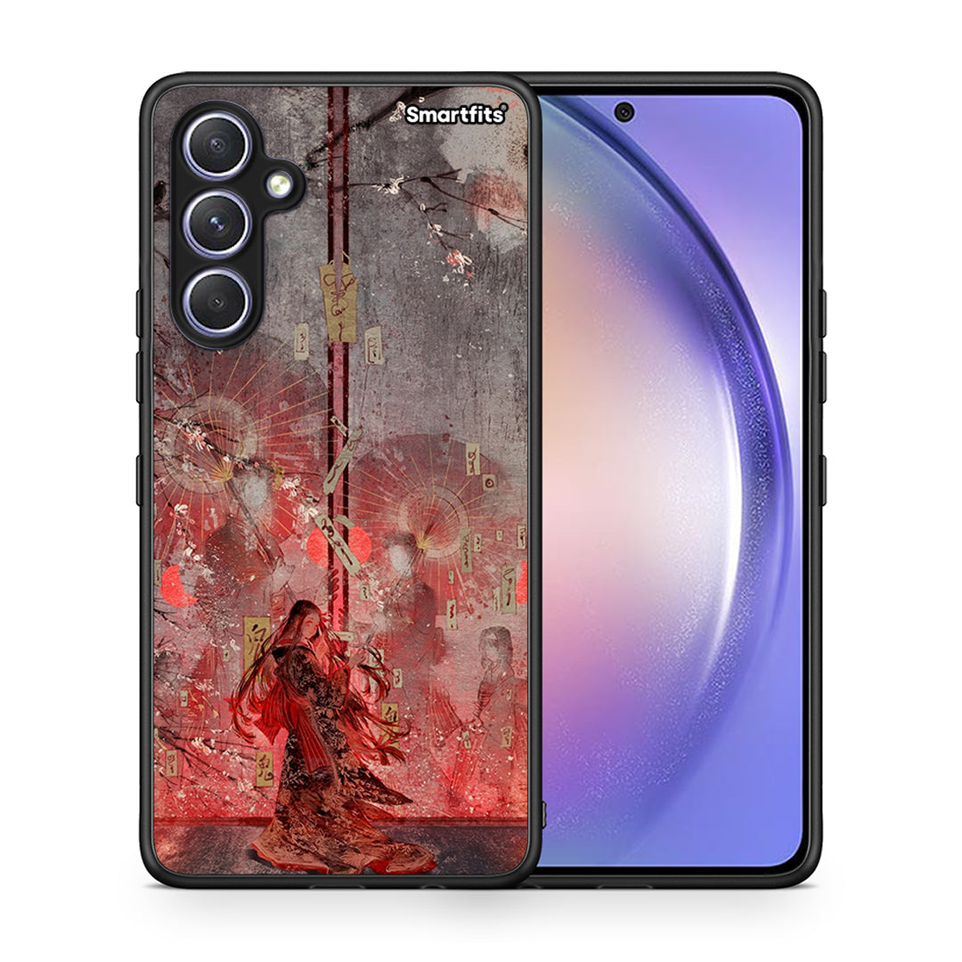 Θήκη Samsung Galaxy A54 Nezuko Kamado από τη Smartfits με σχέδιο στο πίσω μέρος και μαύρο περίβλημα | Samsung Galaxy A54 Nezuko Kamado Case with Colorful Back and Black Bezels