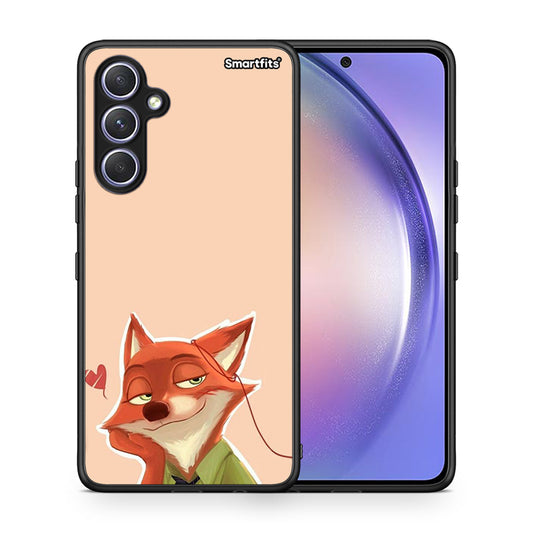 Θήκη Samsung Galaxy A54 Nick Wilde And Judy Hopps Love 1 από τη Smartfits με σχέδιο στο πίσω μέρος και μαύρο περίβλημα | Samsung Galaxy A54 Nick Wilde And Judy Hopps Love 1 Case with Colorful Back and Black Bezels