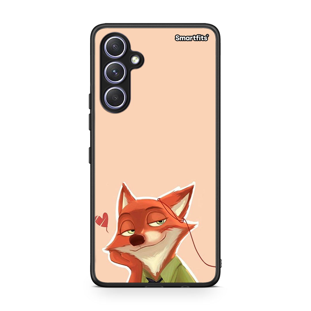 Θήκη Samsung Galaxy A54 Nick Wilde And Judy Hopps Love 1 από τη Smartfits με σχέδιο στο πίσω μέρος και μαύρο περίβλημα | Samsung Galaxy A54 Nick Wilde And Judy Hopps Love 1 Case with Colorful Back and Black Bezels