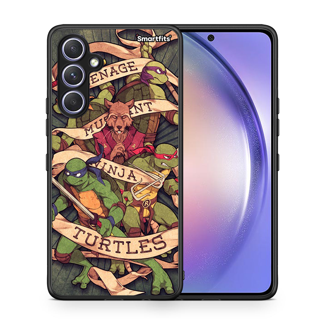 Θήκη Samsung Galaxy A54 Ninja Turtles από τη Smartfits με σχέδιο στο πίσω μέρος και μαύρο περίβλημα | Samsung Galaxy A54 Ninja Turtles Case with Colorful Back and Black Bezels