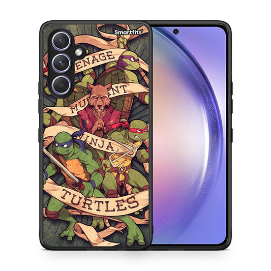 Θήκη Samsung Galaxy A54 Ninja Turtles από τη Smartfits με σχέδιο στο πίσω μέρος και μαύρο περίβλημα | Samsung Galaxy A54 Ninja Turtles Case with Colorful Back and Black Bezels