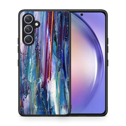 Θήκη Samsung Galaxy A54 Paint Winter από τη Smartfits με σχέδιο στο πίσω μέρος και μαύρο περίβλημα | Samsung Galaxy A54 Paint Winter Case with Colorful Back and Black Bezels